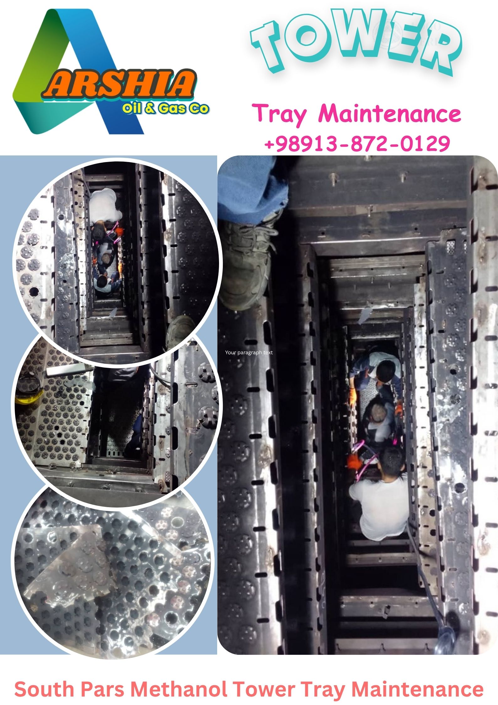 تعویض و تعمیر سینی‌های برج در واحد متانول پتروشیمی پارس جنوبی